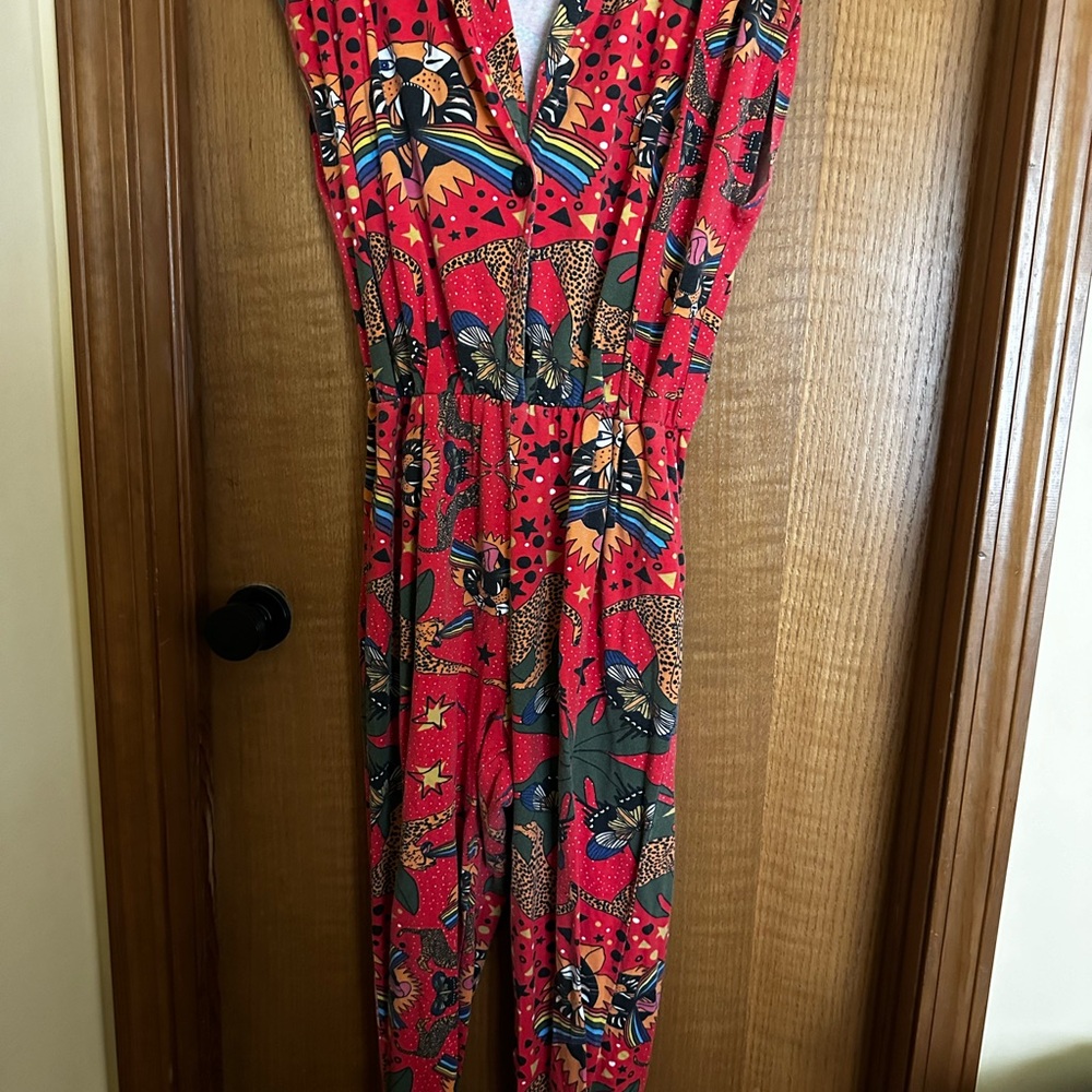 Vibrant Red Patterned Jumpsuit
